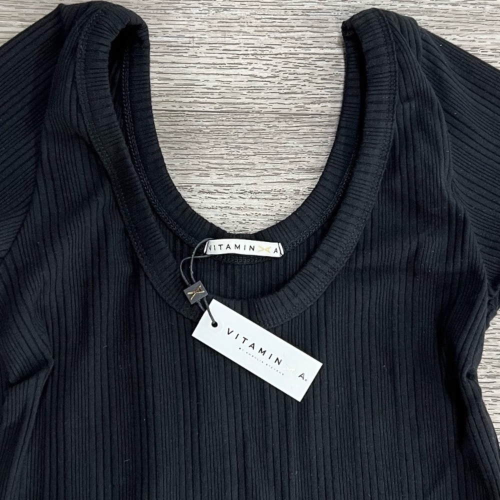 NWT Vitamin A Catalina Black Organic Rib Tee Dress Sz XS - Picture 3 of 6